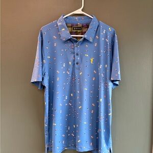 William Murray Golf The Deep End Swimming Pool Print Polo Shirt size L